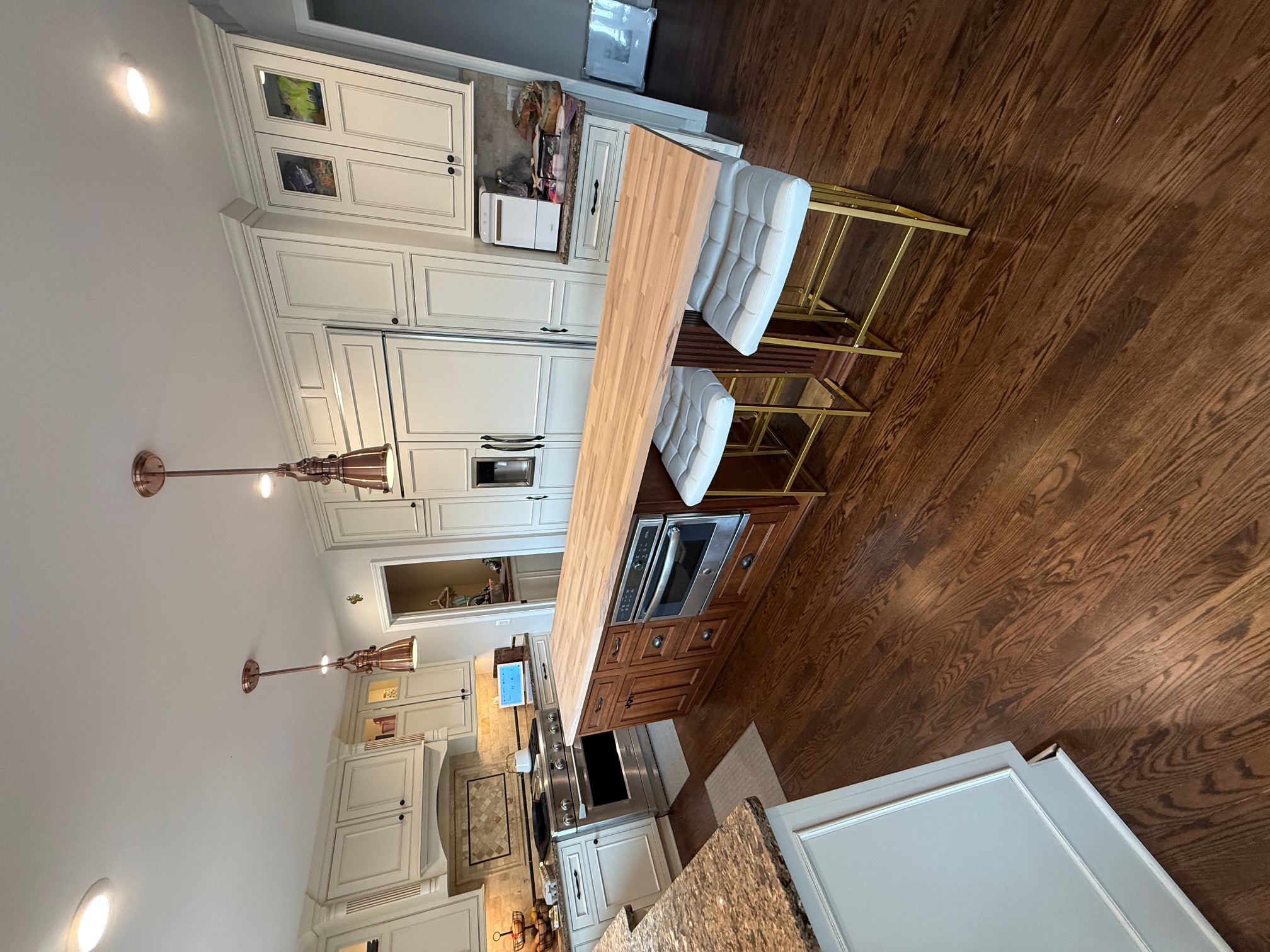 After: kitchen island with a European beech butcher block countertop