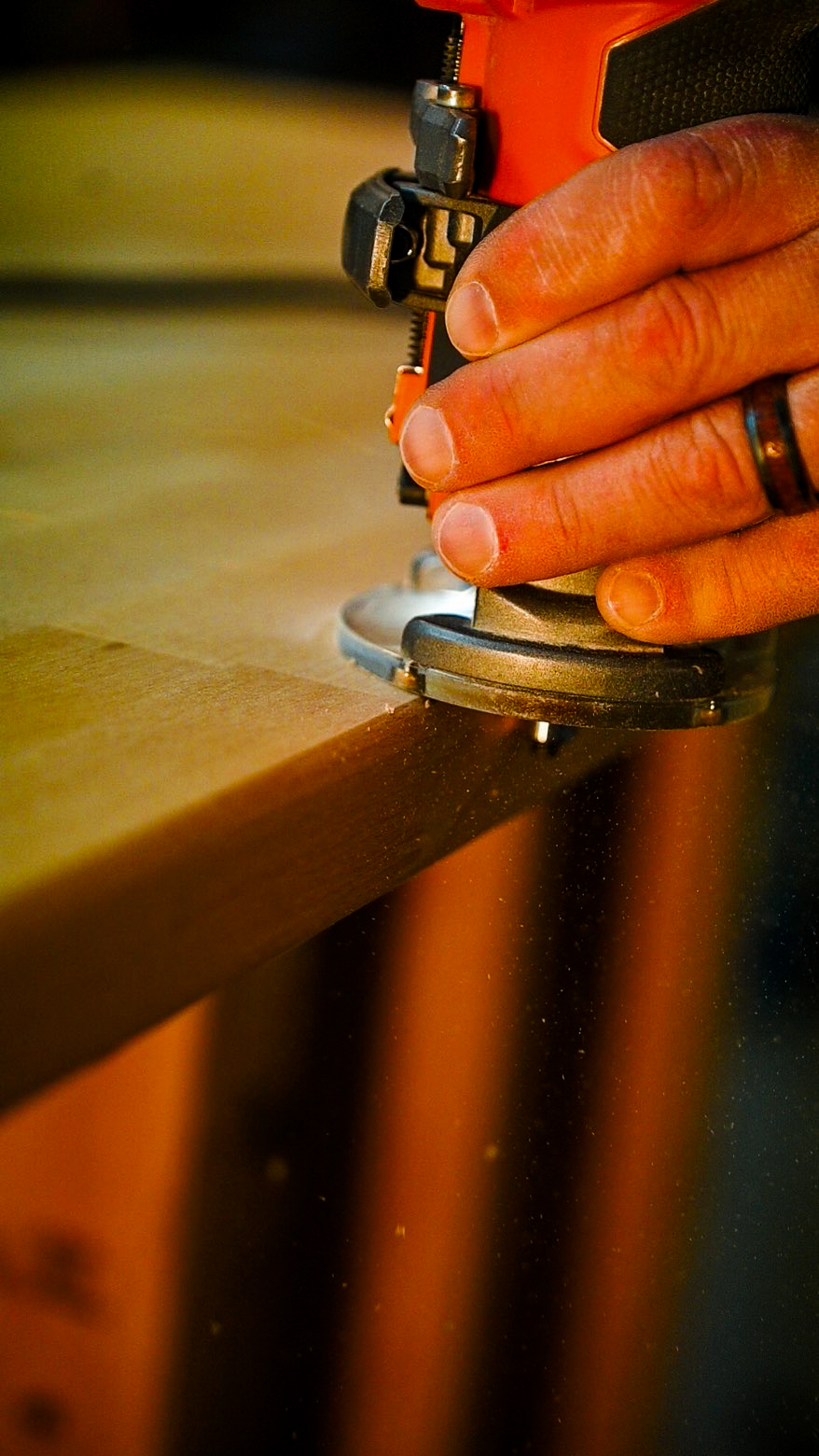 Routing a butcher block edge
