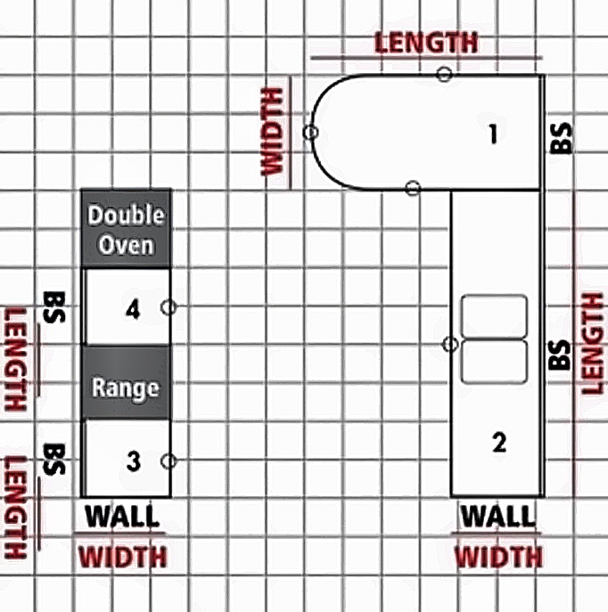 Kitchen measuring example floor plan